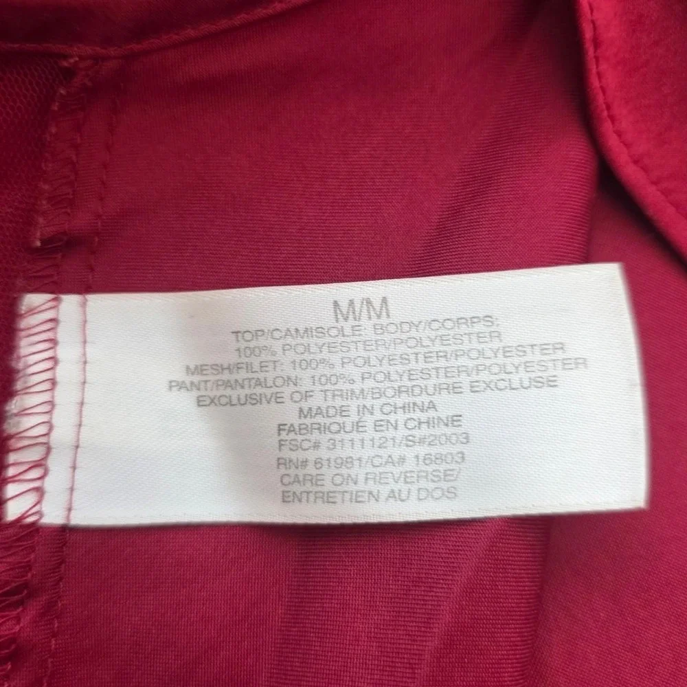 Vintage Avon Coquette Ruby Red Satin PJ Set Camisole & Wide Leg Pants Medium